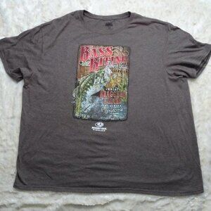 Brown Mossy Oak Bass Fishing Shirt Size 2XL